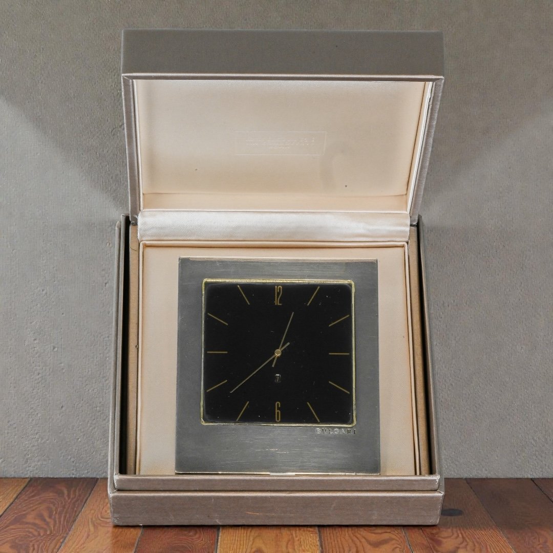 BVLGARI - Orologio da Tavolo In Argento Sterling - Italia Anni 90-photo-4